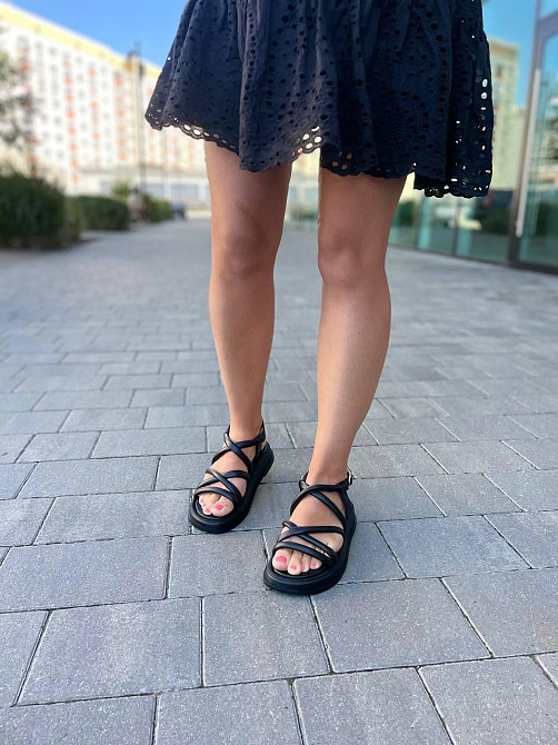 Edan Instruments Шкіряні босоніжки жіночі чорні на платформі EDAN 326 літні р. 36-40 / Сандалі Коломыя - изображение 3