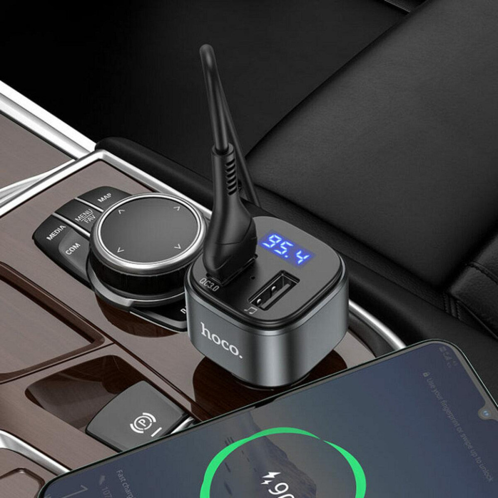 Автомобильное зарядное устройство с FM-модулятором HOCO E67 Fighter QC3.0 car bluetooth,FM transmitter, цвет Одесса - изображение 7