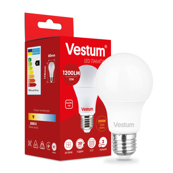 Світлодіодна лампа Vestum A60 12W 3000K 220V E27 1-VS-1104 Київ