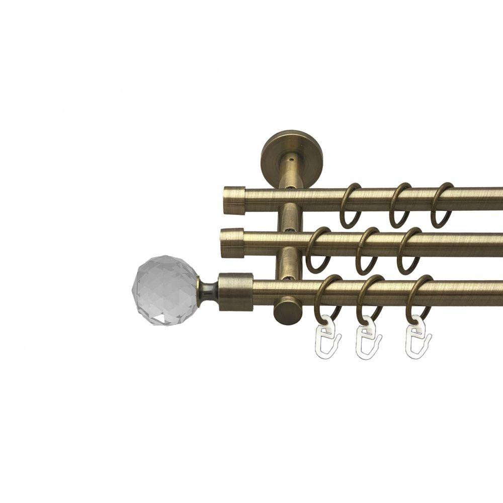 Карниз Orvit Люміера металевий трирядний циліндр (20 см) гладка труба кільце металеве Антик 16\16\16 мм 160 см Львов - изображение 1