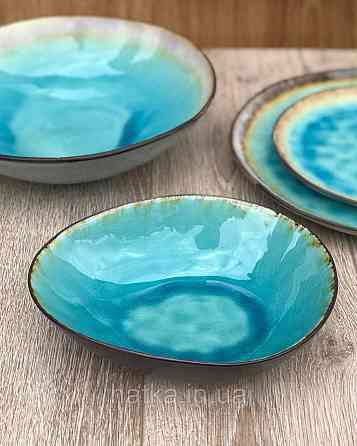 Салатник Olens "BLUE LAGUNA" 21х17x5,5 см кераміка овальний блакитний Київ