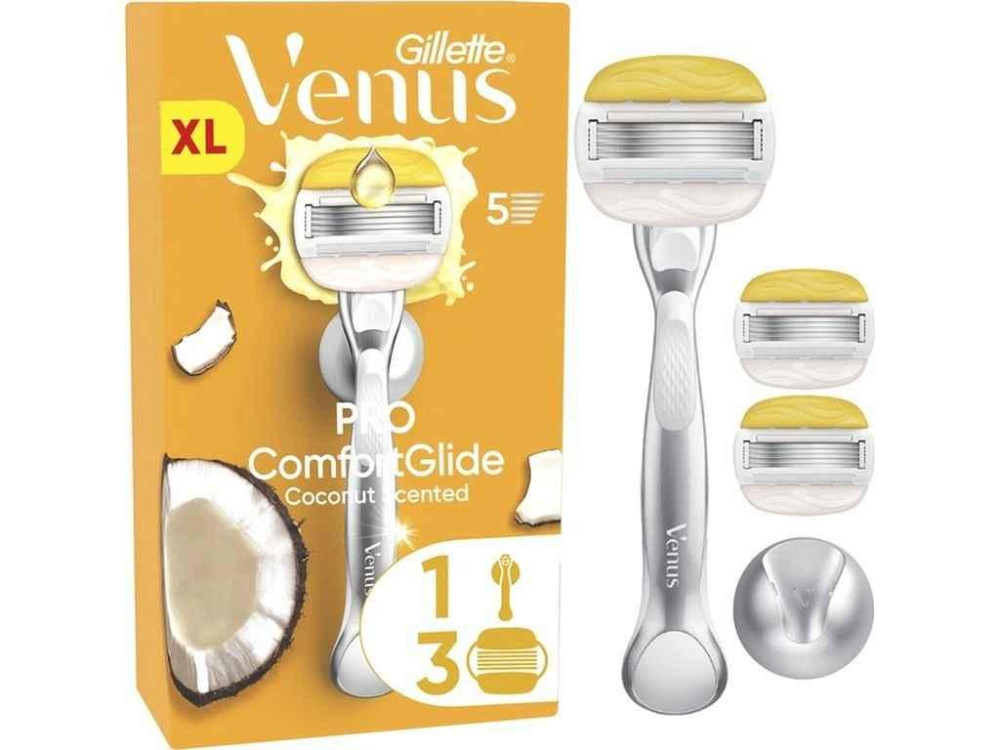 Станок для бритья 5лезвия 1шт Pro ComfortGlide Coconut с 3 сменными картриджами крепления для душа ТМ VENUS Киев - изображение 1