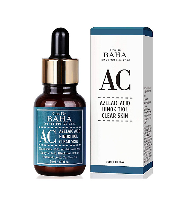 Сыворотка для лечения акне с азелаиновой кислотой Azelaic Acid Hinokitiol Clear Skin Cos De Baha 30 мл Киев - изображение 2
