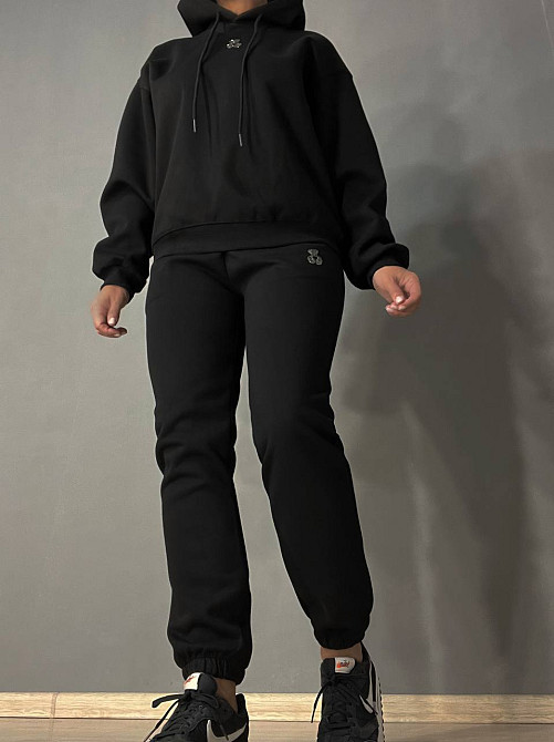 Костюм жіночий A-N 2735 з ведмедиком в камінцях - худі та штани чорний, чорний, L Одеса - фото 10