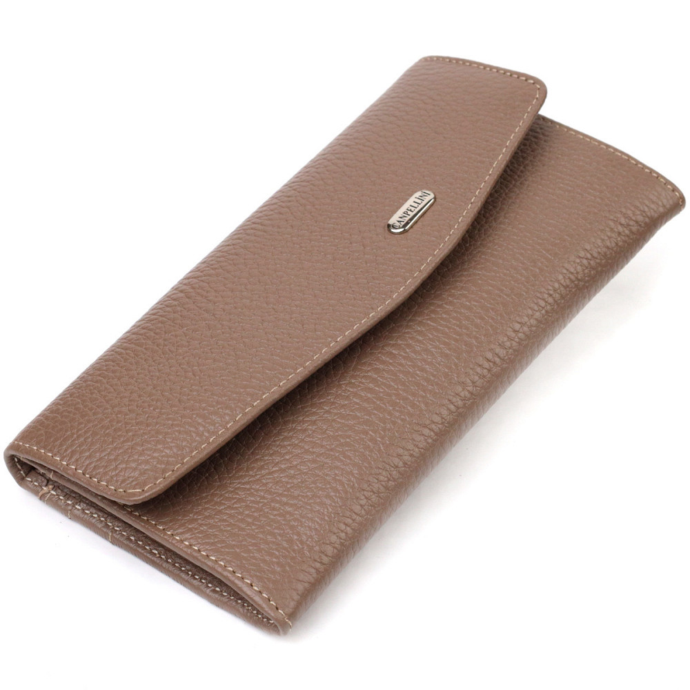 Практичний жіночий портмоне з натуральної шкіри флотар CANPELLINI 21695 Бежеве Київ - фото 1