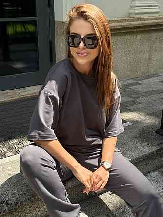 Спортивный костюм женский футболка и штаны джогеры Графитовый XL-XXL Харьков