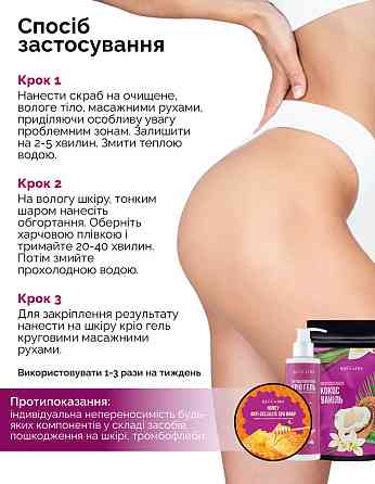 Тройной медовый антицеллюлитный набор SPA Скраб+Обертывания+Крио гель Reclaire cosmetics Киев