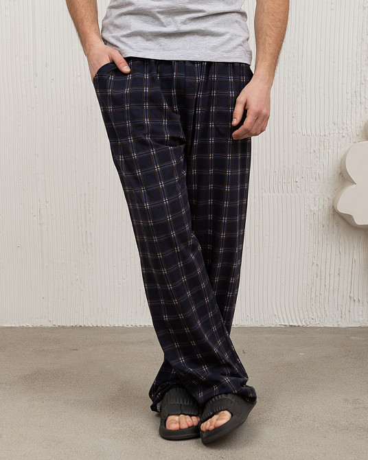 Чоловічі піжамні штани — темно-сині картаті Tom John 2001Ш XXL Київ - фото 1