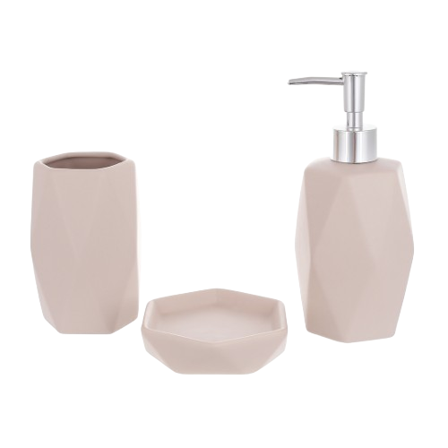 Набір для ванної кімнати 3в1 (мильниця, стакан, диспенсер) бежевий мокко 851-320 БОНА ДИ Житомир