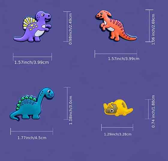Набор 10 шт украшений для обуви динозавры, джибитсы для Crocs, аксессуары для сабо 3–4,5 см Киев