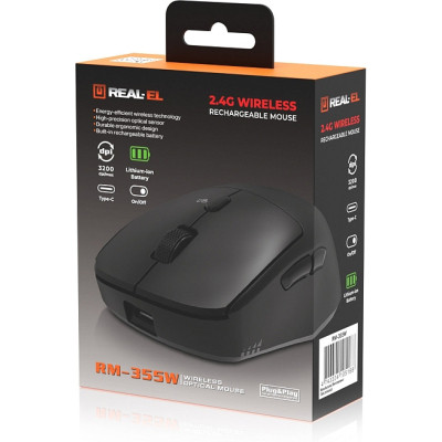 Мышка REAL-EL RM-355W Wireless Black (EL123200054) Винница - изображение 4