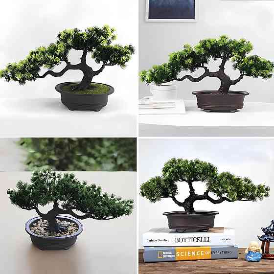 Искусственная композиция Бонсай RESTEQ — декоративное дерево в горшке для интерьера, 20х40 см Киев