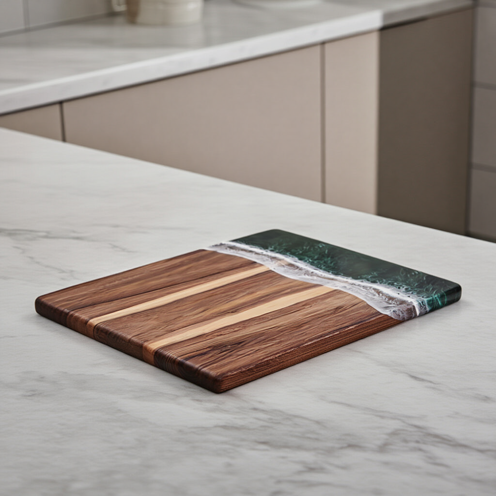 Разделочная доска для кухни бамбуковая,кухонная досточка для разделки из бамбука с узором морской волны 36 х 25 см Каменец-Подольский - изображение 6