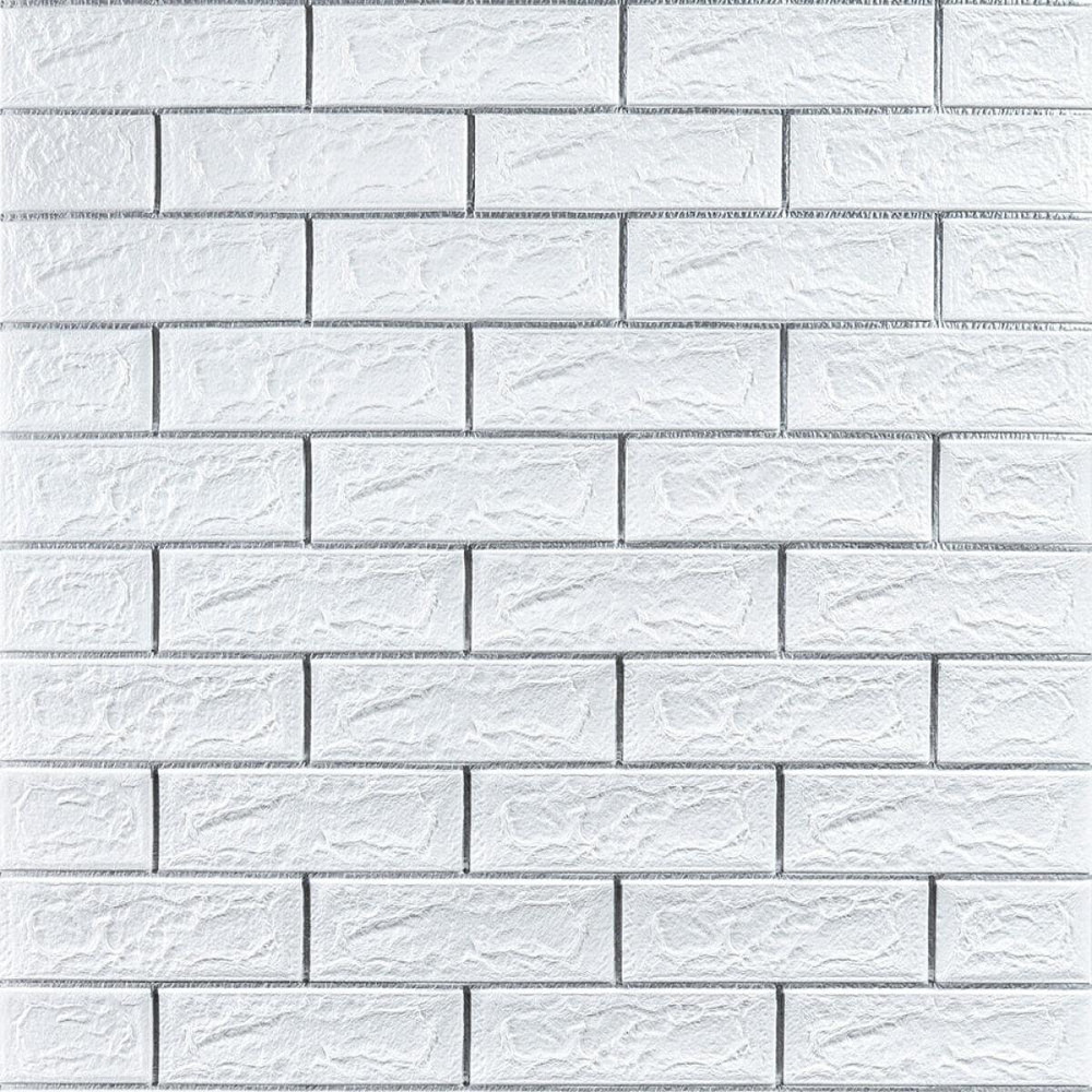 Самоклеющаяся 3D панель 700х770х5мм Белый кирпич полоска серебро (100-5) SW-00000753 Днепр - изображение 1