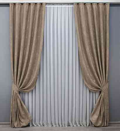 Комплект готовых штор VR-Textil Жаккард Sultan XO № 1682ш Какао 150х270 см 2 шт (33-0570) Киев