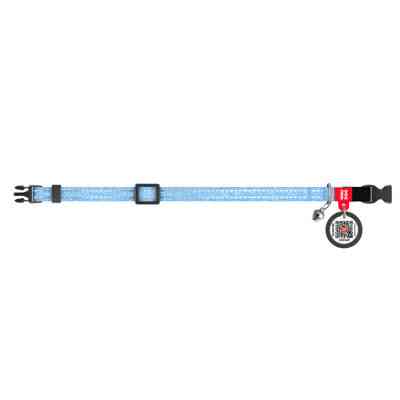 Ошейник для животных WAUDOG Re-cotton с QR паспортом, пластиковый фастекс XS голубой (16422) Винница