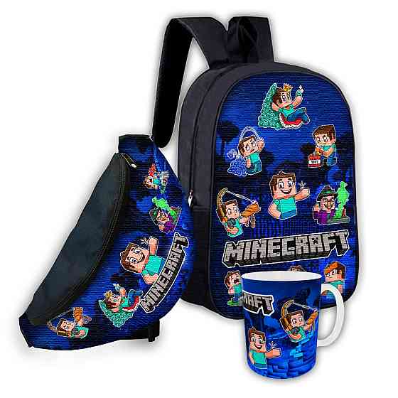 Набір дитячий Майнкрафт «Minecraft» рюкзак 36х27см сумка-бананка, кружка з принтом для хлопчика (01656) Київ
