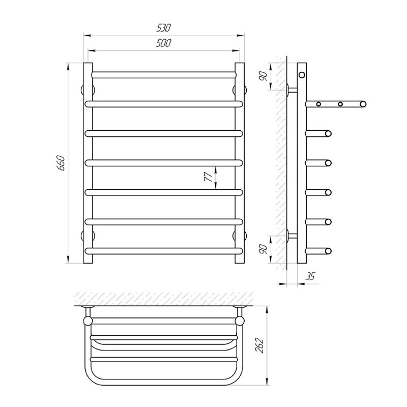 Водяна сушарка для рушників Laris Стандарт П7 500x660 з полицею Київ - фото 6