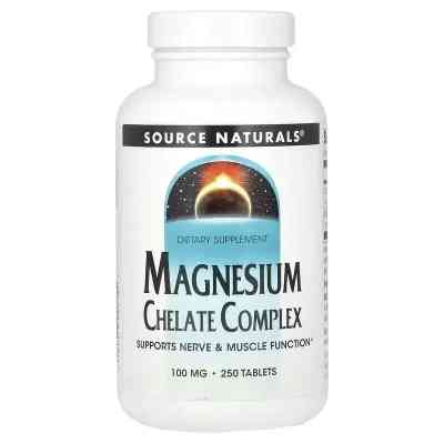 Минералы Source Naturals Магний Хелат, 100 мг, Magnesium Chelate Complex, 250 таблеток (SNS-00318) Винница