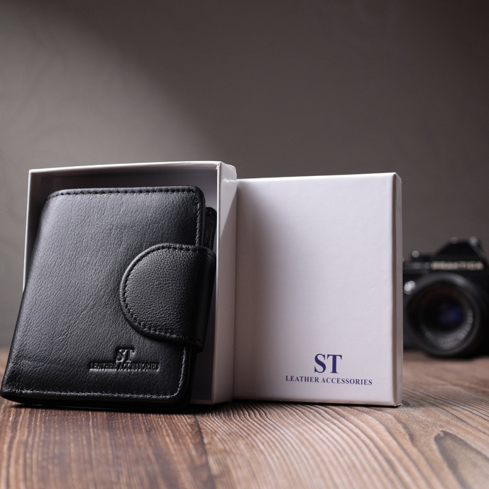 Вертикальный кошелек для женщин из натуральной кожи Черный (ST Leather) Киев - изображение 4