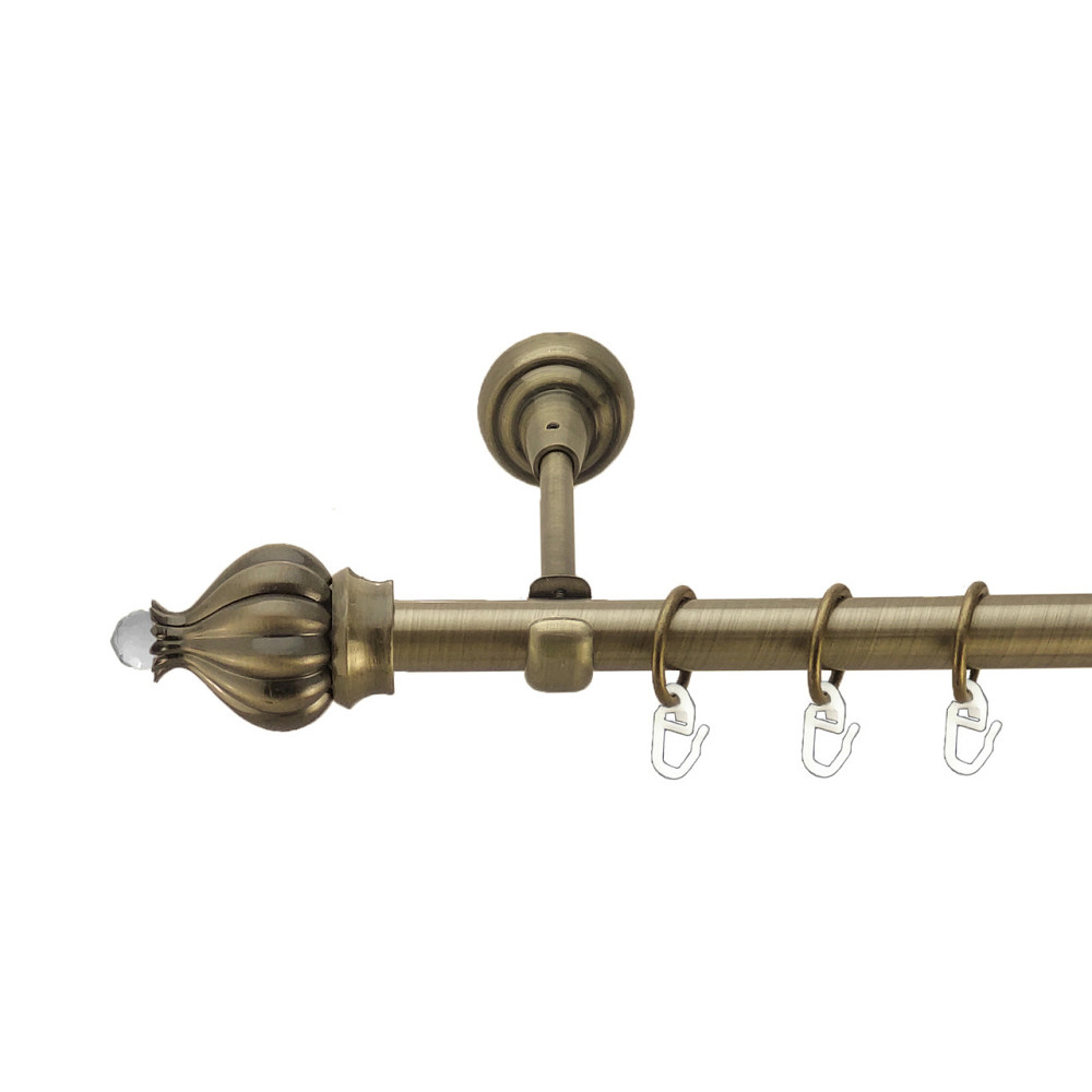 Карниз Orvit Таджа-Кристал металевий однорядний відкритий Антик 19 мм 160 см (3993938) Львів - фото 1