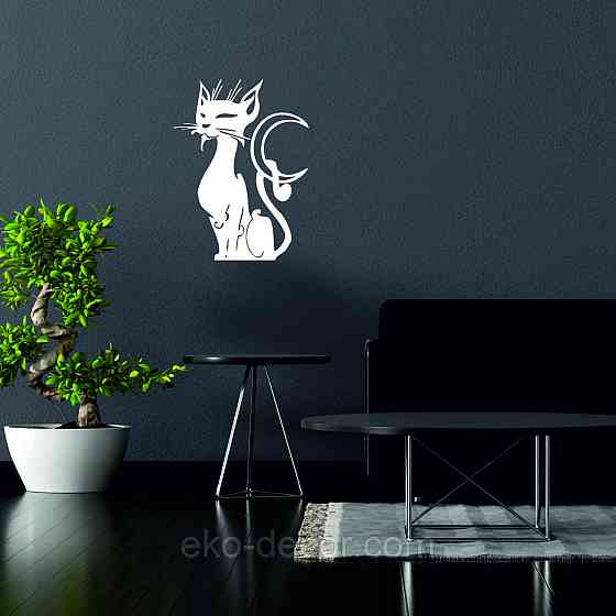 Декоративное настенное 3D Панно «Кот» Декор на стену с объемом 70*52 см, Белый Киев