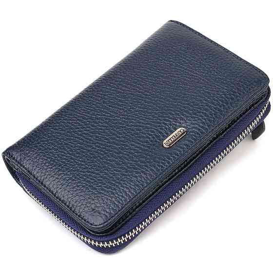 Практичное женское портмоне среднего размера из натуральной кожи CANPELLINI 21715 Синее Киев