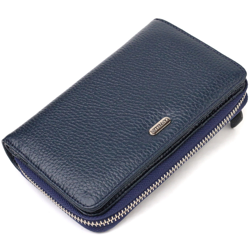 Практичное женское портмоне среднего размера из натуральной кожи CANPELLINI 21715 Синее Киев - изображение 1