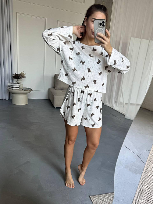 Жіночий домашній комплект двійка з ведмедиками коттон Одеса - фото 5