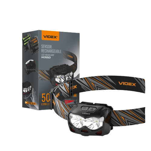 Ліхтарик LED налобний 500Lm 5000К чорний VLF-H055D Videx Житомир - фото 2