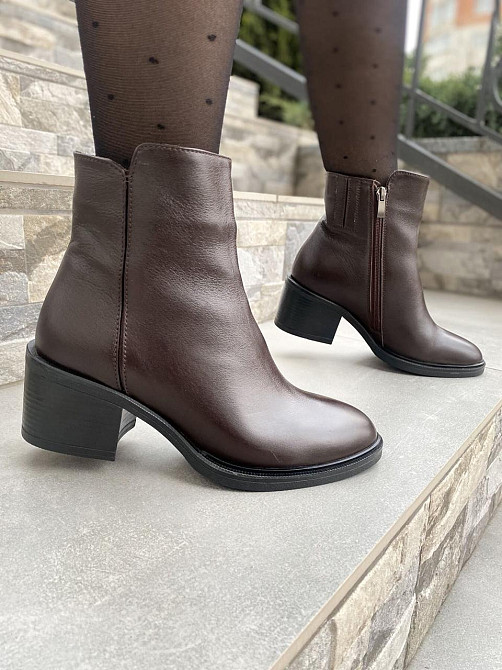 Injers Черевики жіночі INJERS коричневі натуральна шкіра висота каблука 6см висота черевика 10с Коломыя - изображение 1