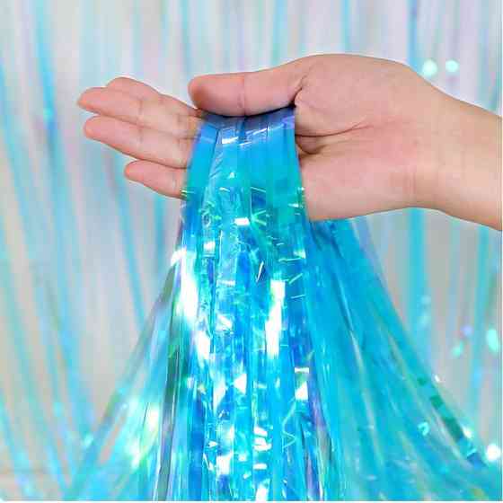 Шторка із фольги 2 м на 1 м перламутрово-блакитний Київ