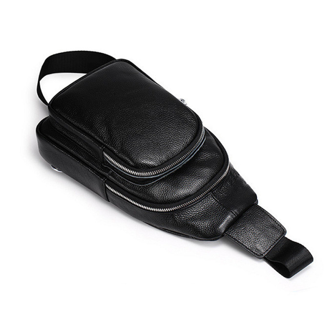 Слинг кожаный мужской на плечо черный TIDING BAG TH-73583 Киев - изображение 9