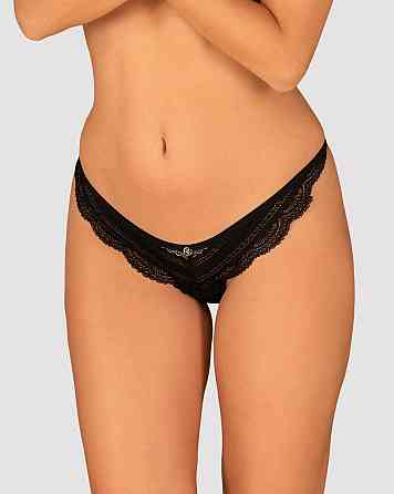 Полупрозрачные трусики с подвеской Obsessive Ivannes panties black 2XL/3XL, черные Sex Aura Киев
