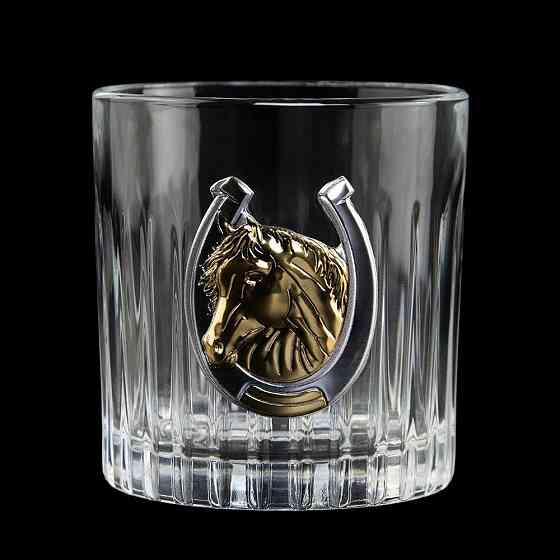 Набор хрустальных бокалов для виски Золотой конь 2026 Boss Crystal (2 бокала 360мл) декорирован серебром и золотом Киев