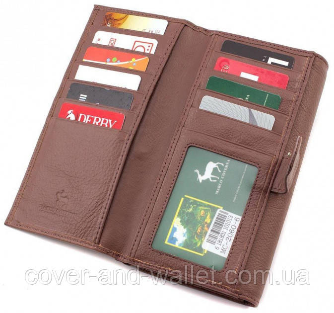 Пудровый кожаный кошелёк с отделом для визиток Marco Coverna 2060 Киев - изображение 10