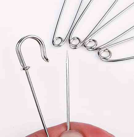 Булавки металеві 10 шт 89 мм сріблясті для одягу та рукоділля Київ