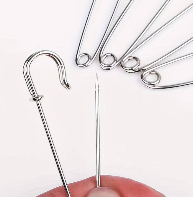 Булавки металеві 10 шт 89 мм сріблясті для одягу та рукоділля Київ - фото 2
