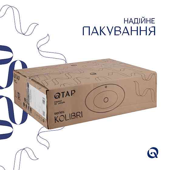 Комплект Qtap Kolibri: Раковина накладна овальна 500x360x140 мм White + Донний клапан PU02 Київ