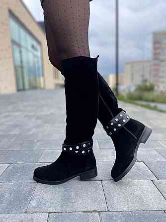 Nivelle Жіночі чоботи зимові з натуральної замші чорні / Чоботи замшеві 5466/2517 р. 37-40 Коломыя