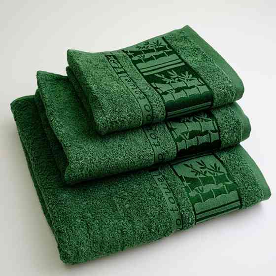 Набор махровых полотенец 3шт GM Textile 40х70см, 50х90см, 70х140см BambooN 450г/м2 (Зеленый) Сумы
