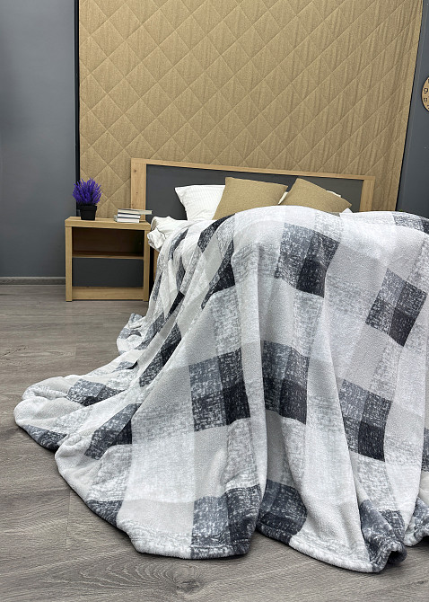 Плед-покривало Decorator WellSoft BLUERRED CELL 200х220 см Світло-сірий з сірим (87-183) Київ - фото 6