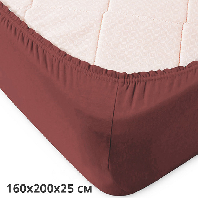 Простынь на резинке трикотажная GM TEXTILE 160х200х25см 120г/м2 (Коричневый) Сумы - изображение 2