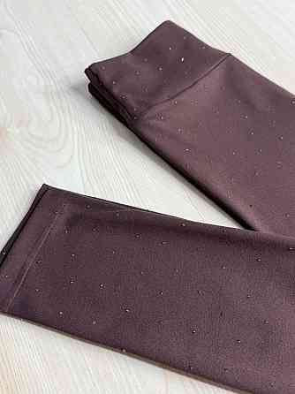 Лосины женские Cio 128 с россыпью камней бифлекс широкий пояс коричневые, коричневый, XL Киев