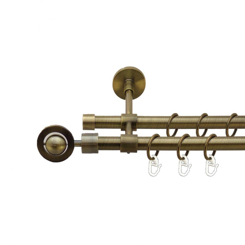 Карниз Orvit Пополо металевий дворядний закритий гладка труба кільце металеве Антик 16\16 мм 160 см (7329451) Львів - фото 1