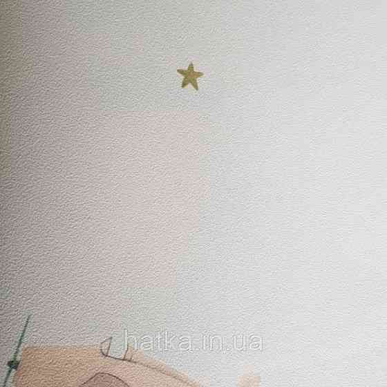 Шпалери вінілові на флізеліні AdaWall Ada Kids метрові дитячі літаки зірки на світло-блакитному Київ