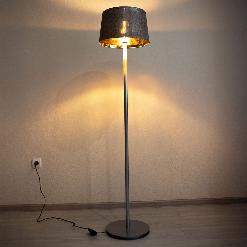 Торшер MSK Electric Palermo с серым плафоном из ткани под лампу Е27 с серым основанием NL 3621 GR+GR Одесса - изображение 6