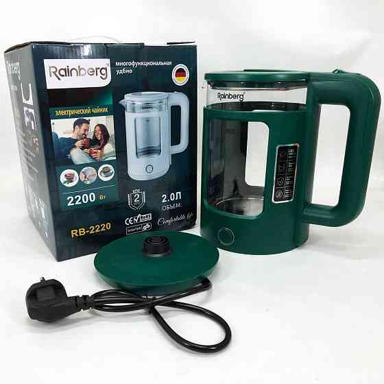 Чайник електро Rainberg RB-2220 2200 Вт 2 л, Електрочайник зручний, Чайник скляний електричний FG-58 Львів