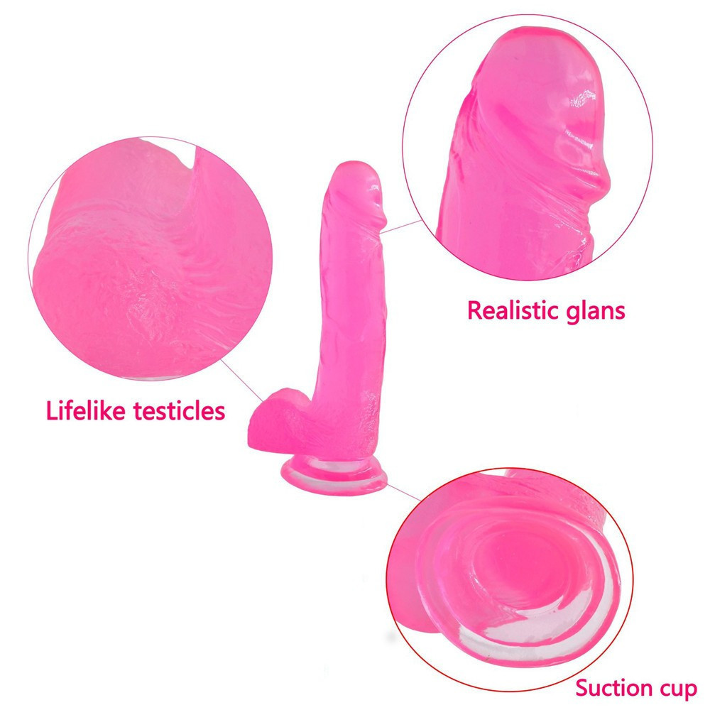 Фаллоимитатор с мошонкой - Jelly Studs Crystal Dildo Large 8