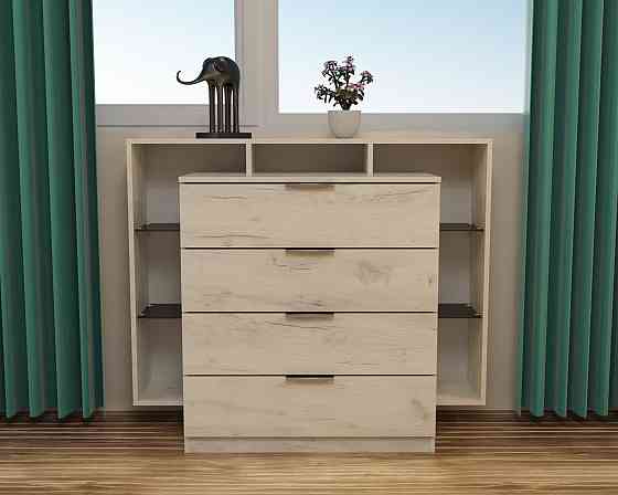 Комод Крістал, Дуб Крафт Білий, 1200/450/1000 Львів